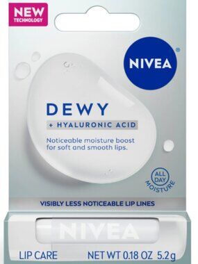NIVEA Dewy Lip Care, Hydrating Lip Balm with Hyaluronic Acid, All-Day Moisture
